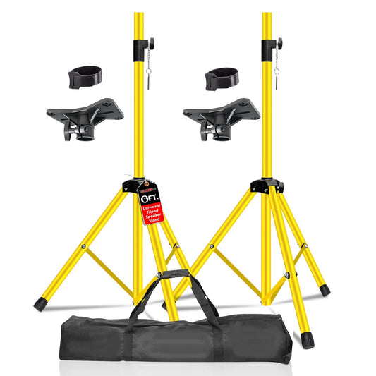 5Core Speaker Stand Tripod Tall Adjustable 72 Inch DJ Pole Mount Studio Monitor Stands Yellow 2 PK